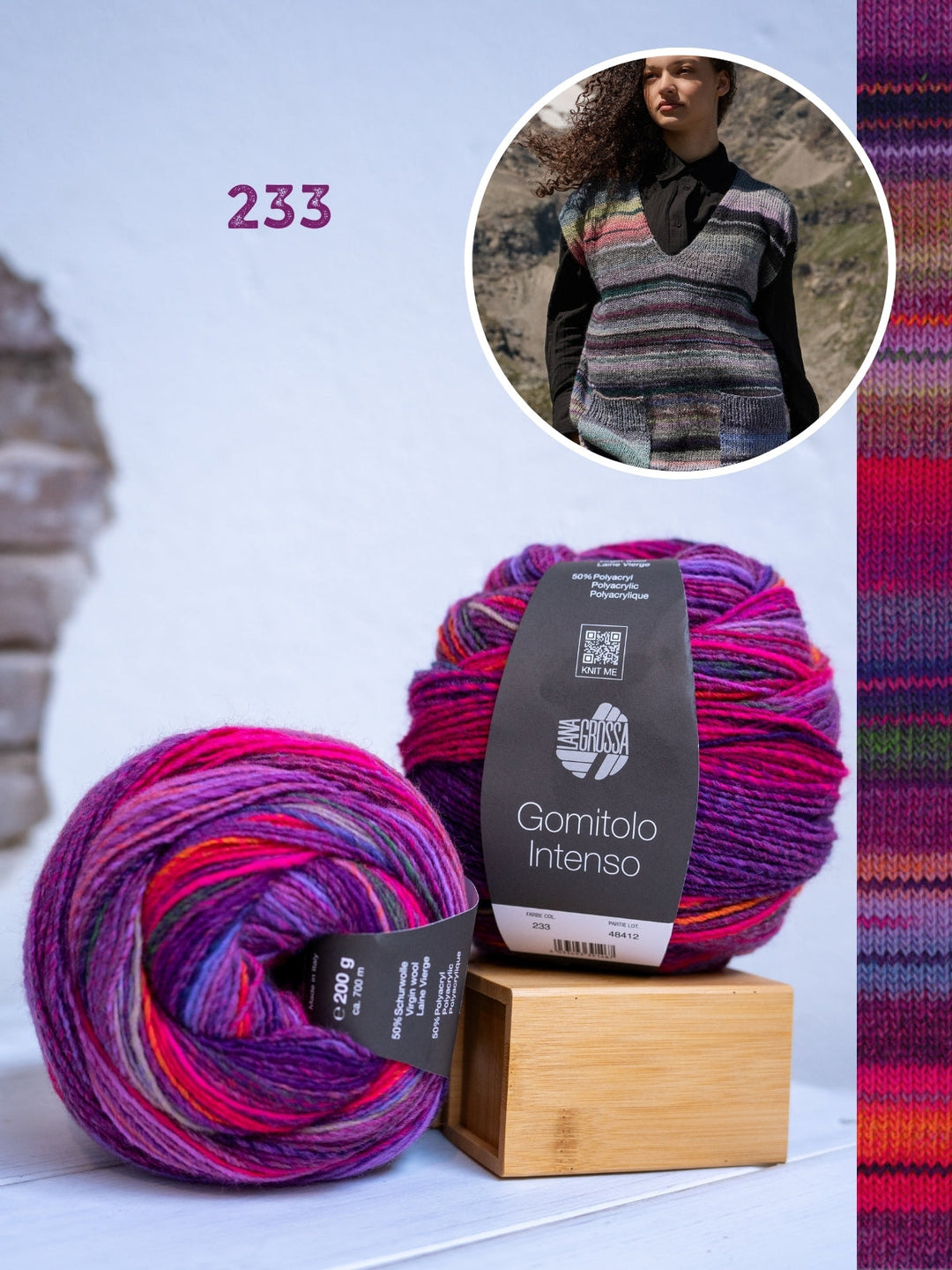 Strickpaket Gomitolo Intenso Top-down V-Ausschnitt-Pullunder