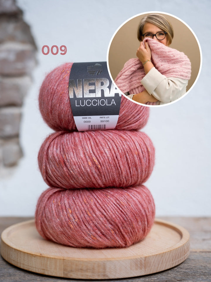 Strickpaket Fallmaschen-Schal – Lucciola – Tanja Steinbach