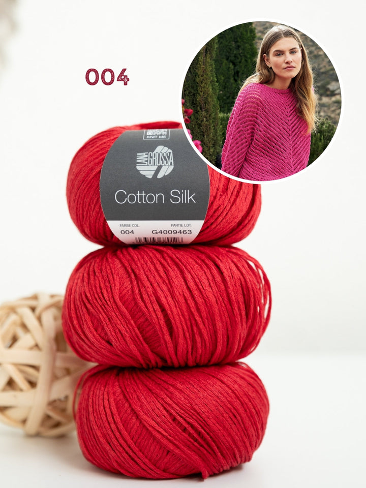 Strickpaket Cotton Silk Pullover mit Fischgrätmuster