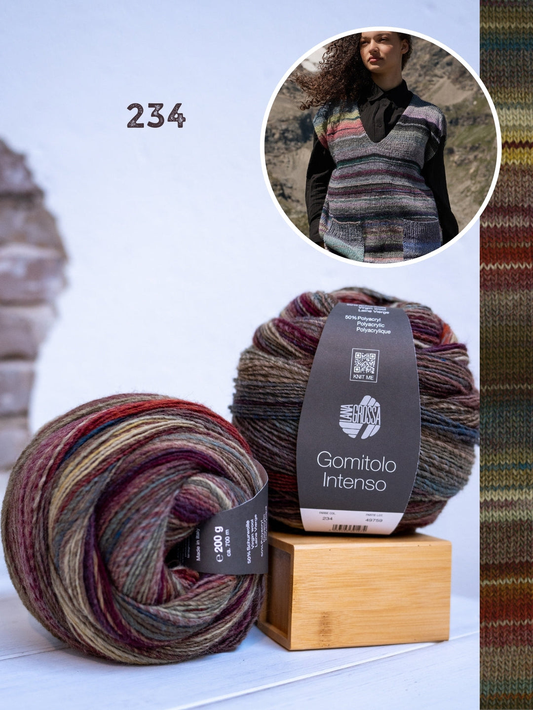 Strickpaket Gomitolo Intenso Top-down V-Ausschnitt-Pullunder