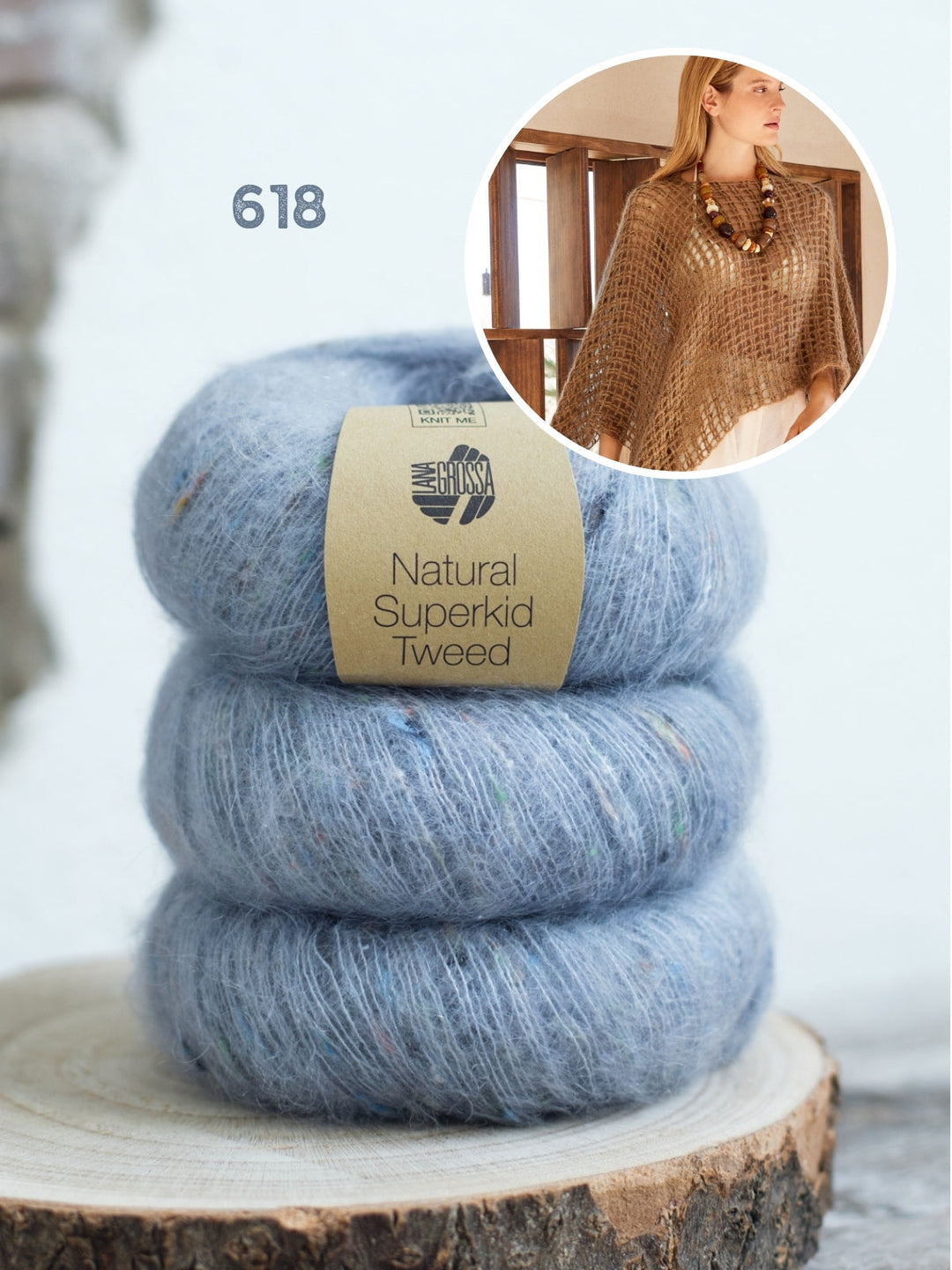 Häkelpaket Natural Superkid Tweed Poncho