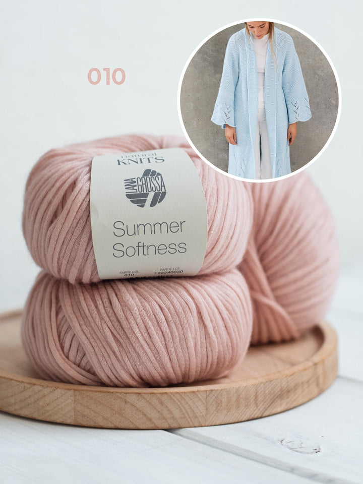 Strickpaket Summer Softness Mantel mit Ajourmuster