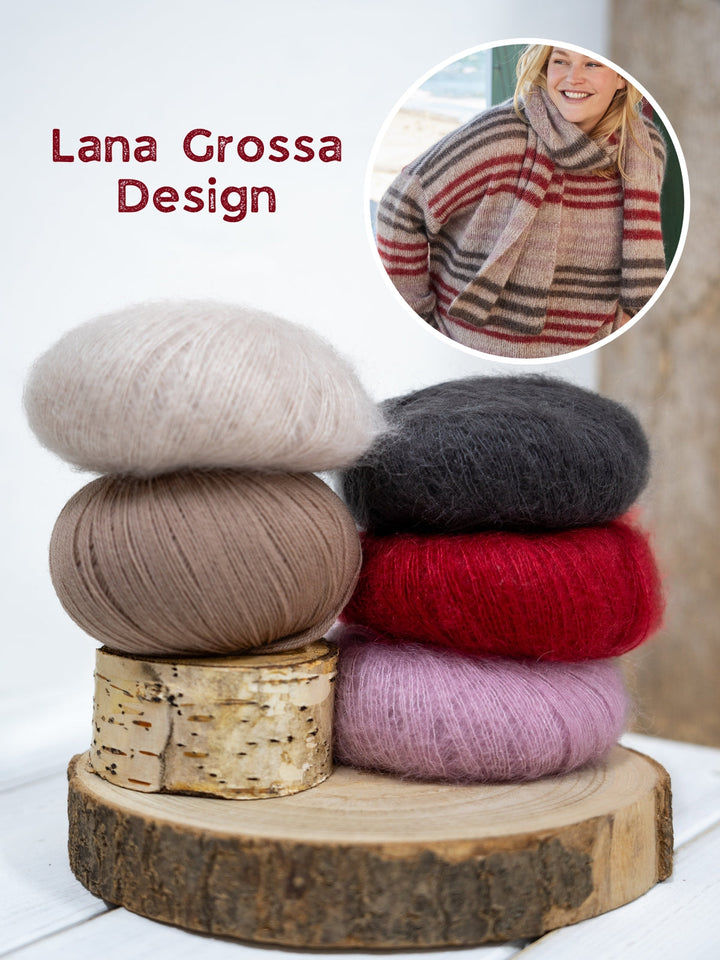 Strickpaket Cool Wool Lace Silkhair Streifenschal