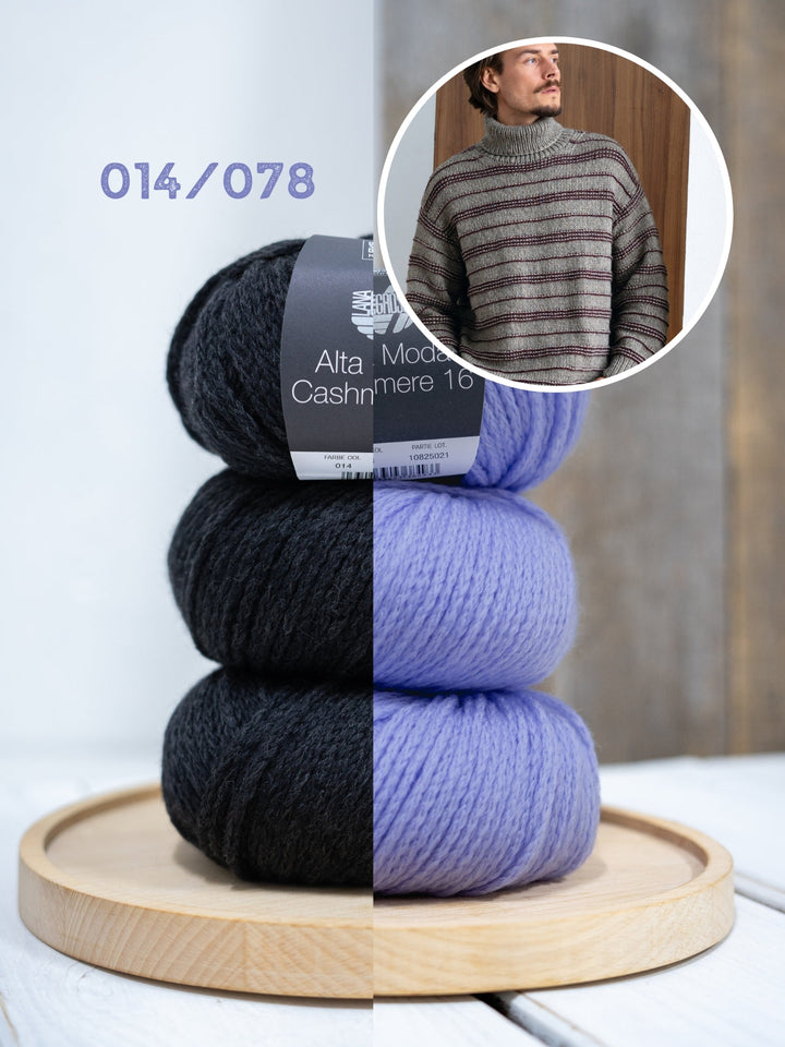 Strickpaket Alta Moda Cashmere 16 Streifenpullover für Herren