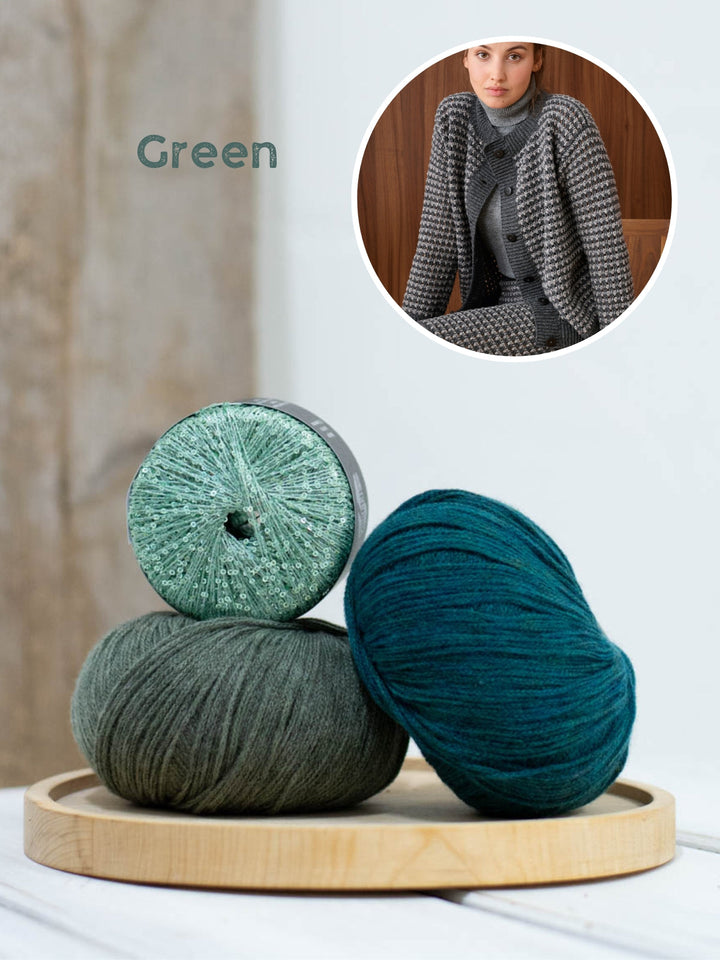 Häkelpaket Cashmere 16 Fine Glamour Streifenjacke