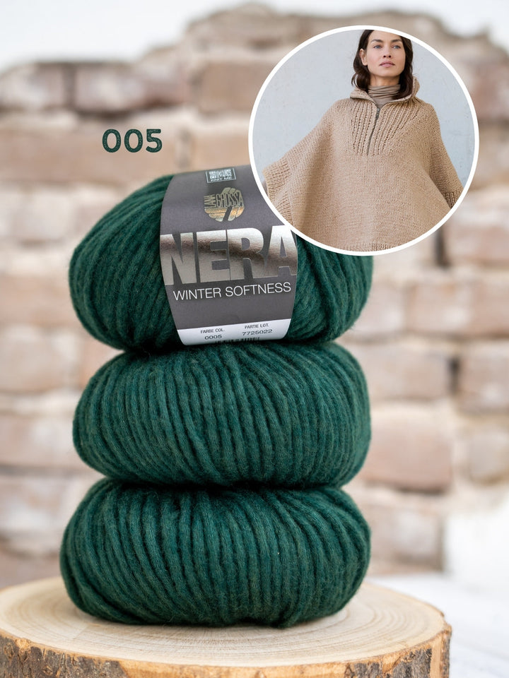 Strickpaket Winter Softness Poncho mit Reißverschluss