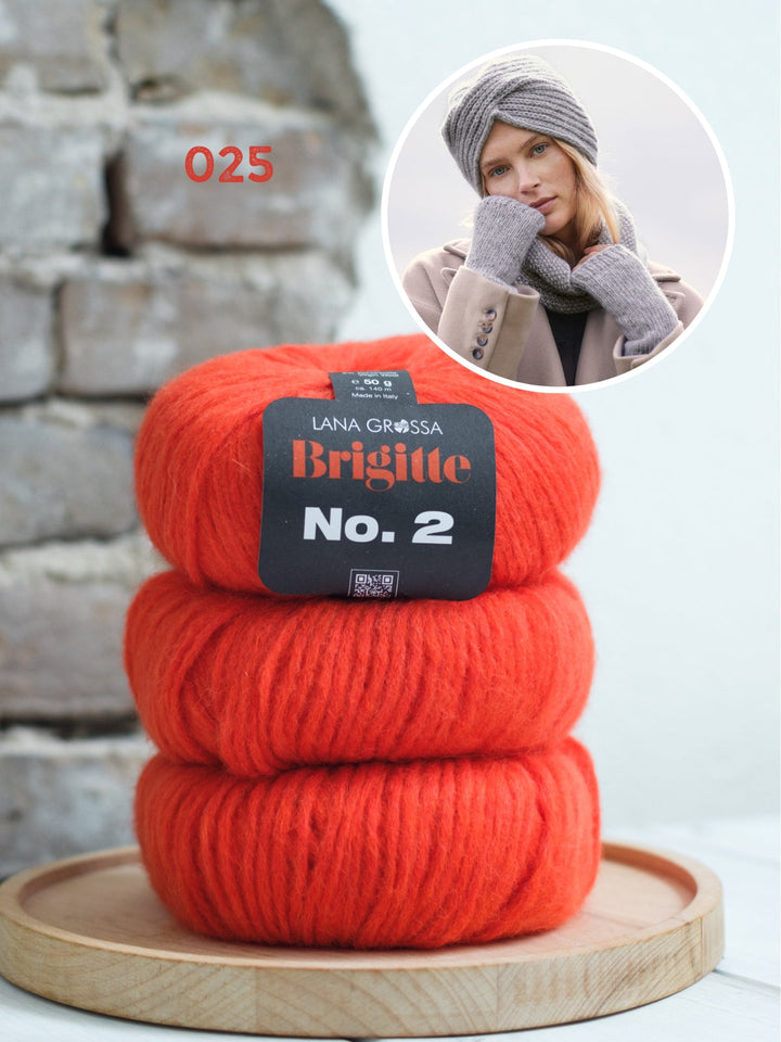 Strickpaket Brigitte No. 2 Set - Stirnband, Loopschal und Stulpen
