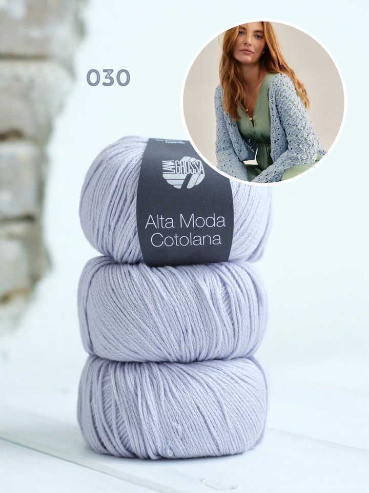 Strickpaket Alta Moda Cotolana Cardigan im Ajourmuster