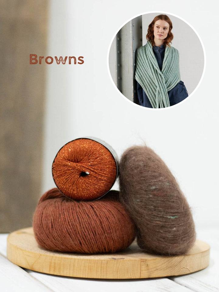 Strickpaket Ecopuno, Brillino & Natural Superkid Tweed Rippenstola mit Schlitz