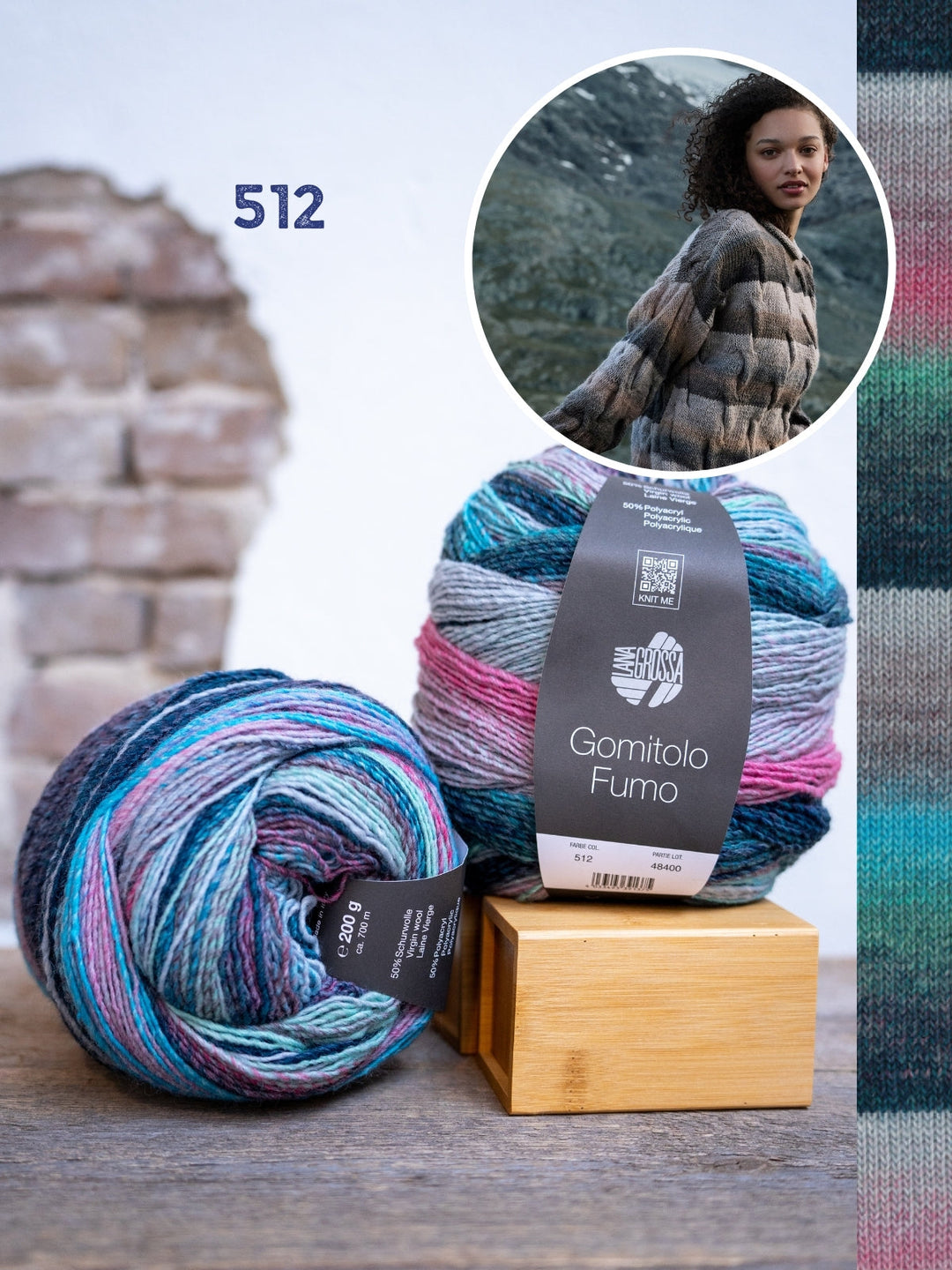 Strickpaket Gomitolo Fumo Zopfpullover