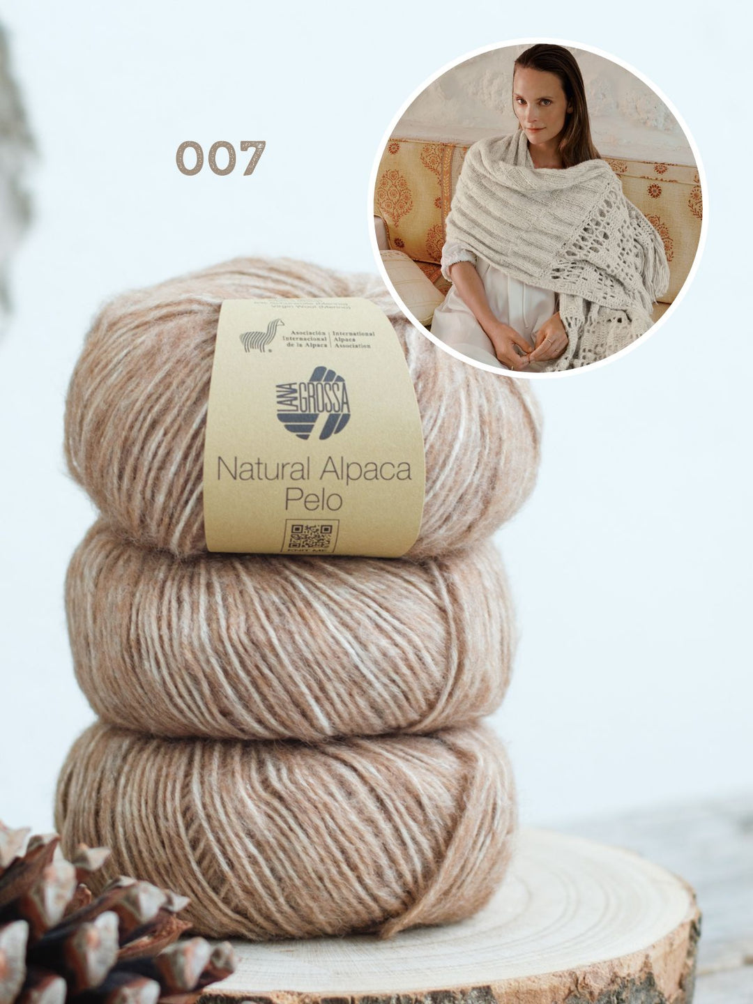 Strick- und Häkelpaket Natural Alpaca Pelo Stola