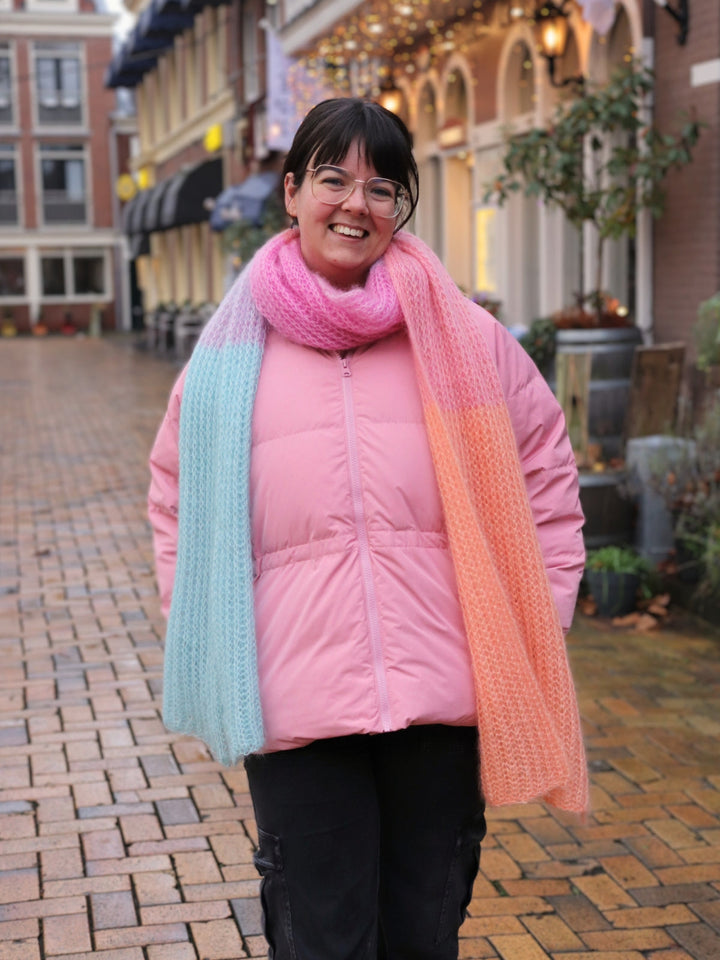 Strickpaket Silkhair Schal im Patentmuster