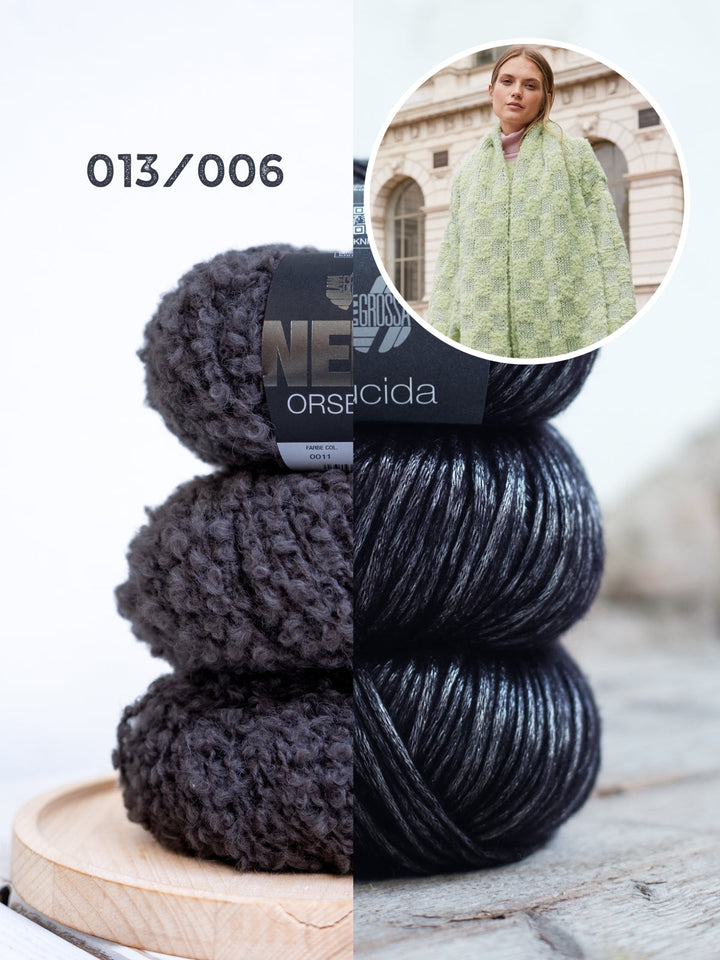 Strickpaket Orsetto Lucida Schachbrett-Schal