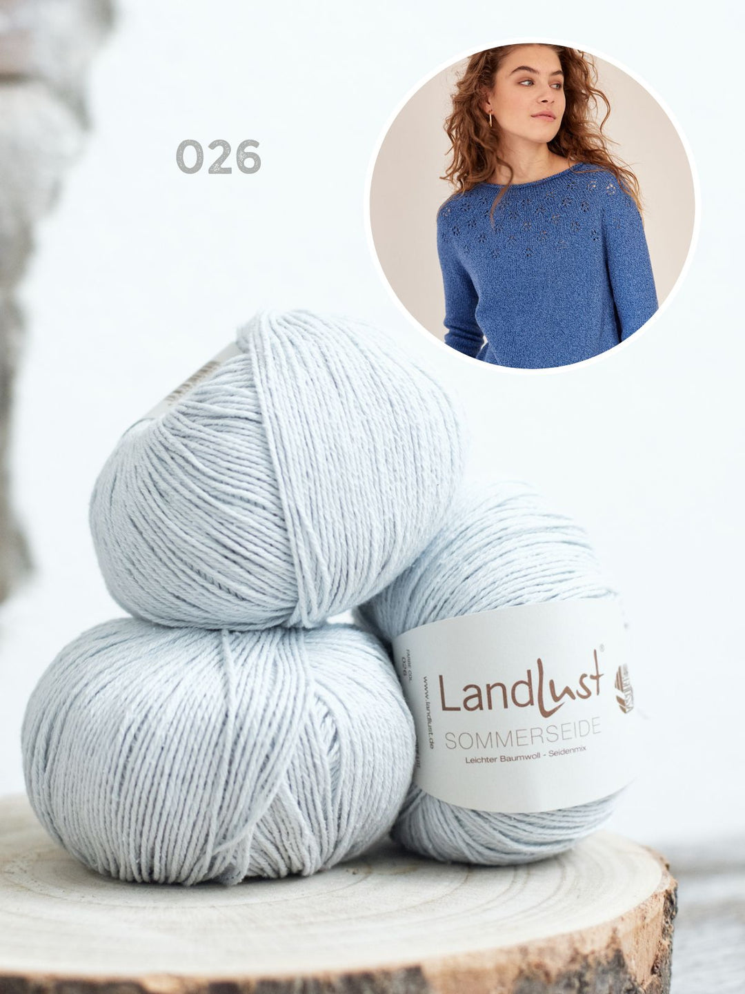 Strickpaket Landlust Sommerseide Pullover mit Ajour-Muster