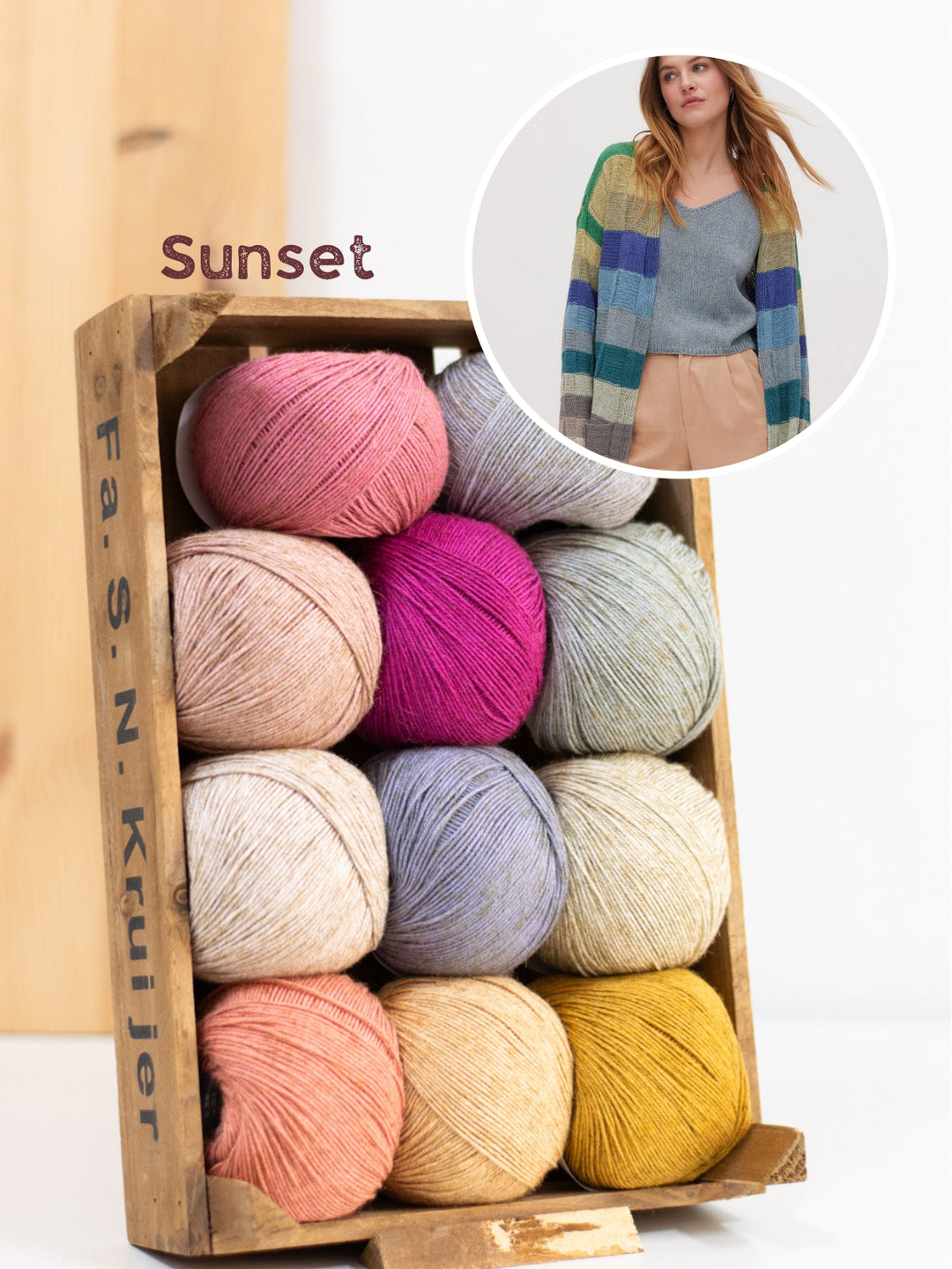Strickpaket Diversa Cardigan im Schachbrettmuster