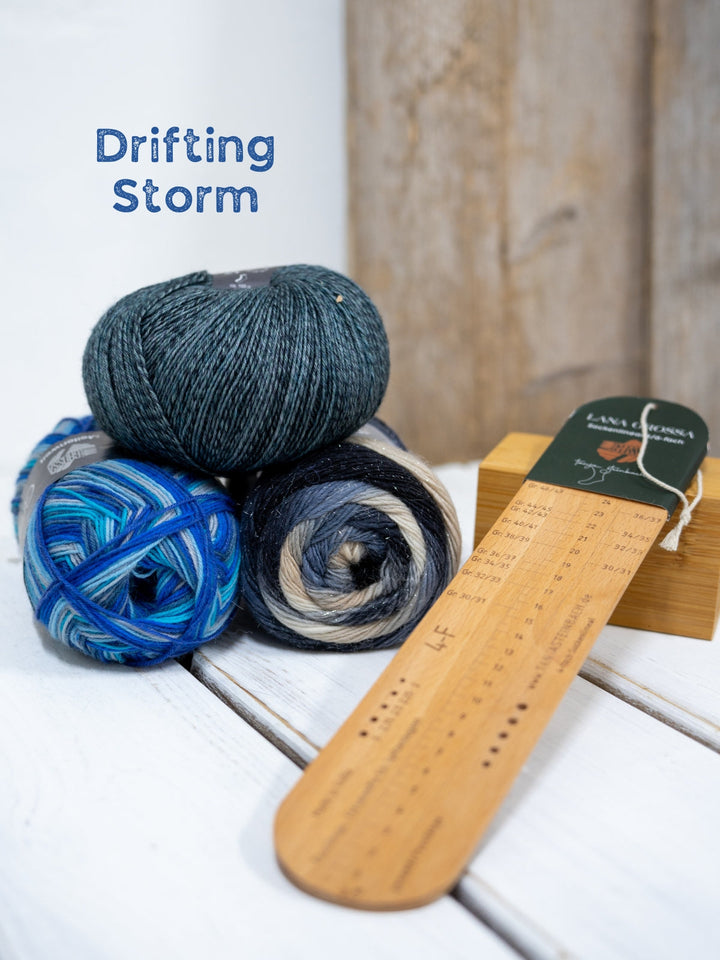 Sockenwolle-Probierpaket mit Sockenlineal