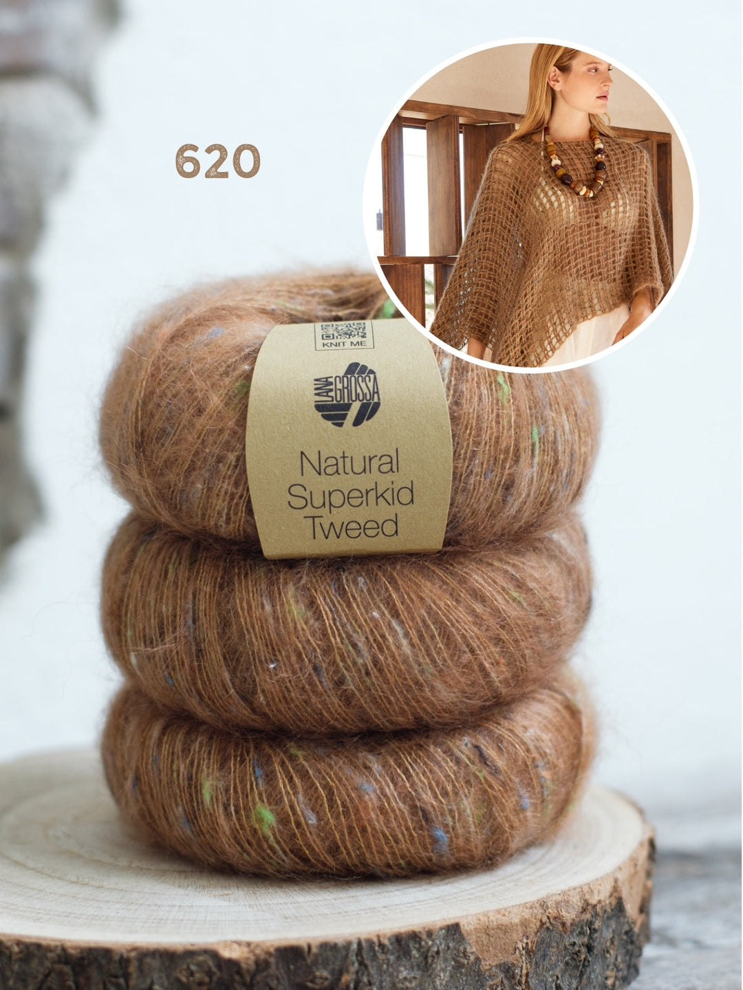 Häkelpaket Natural Superkid Tweed Poncho