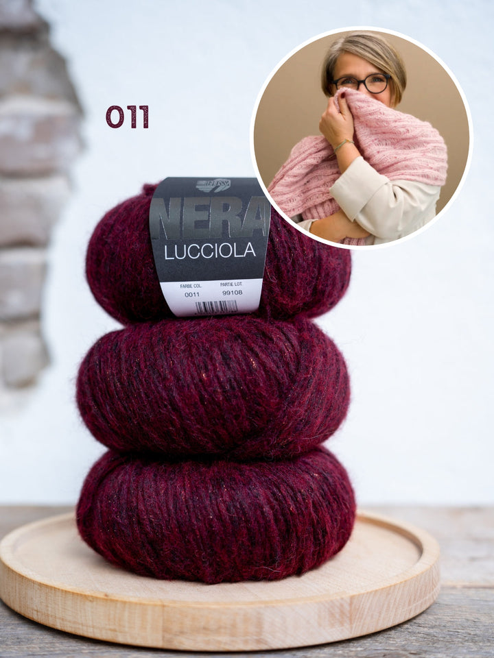 Strickpaket Fallmaschen-Schal – Lucciola – Tanja Steinbach