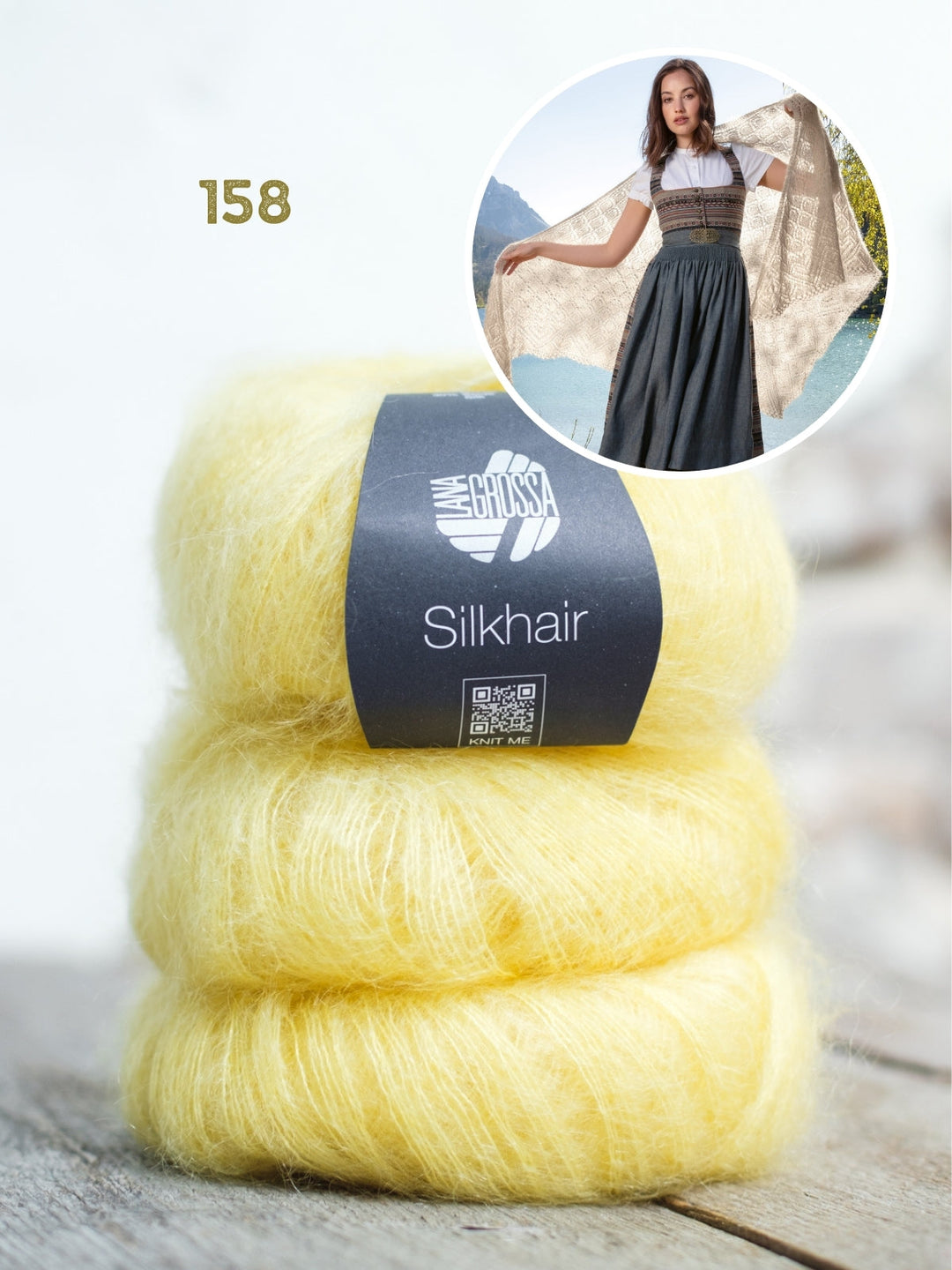 Strickpaket Silkhair Dreieckstuch im Muschelmuster