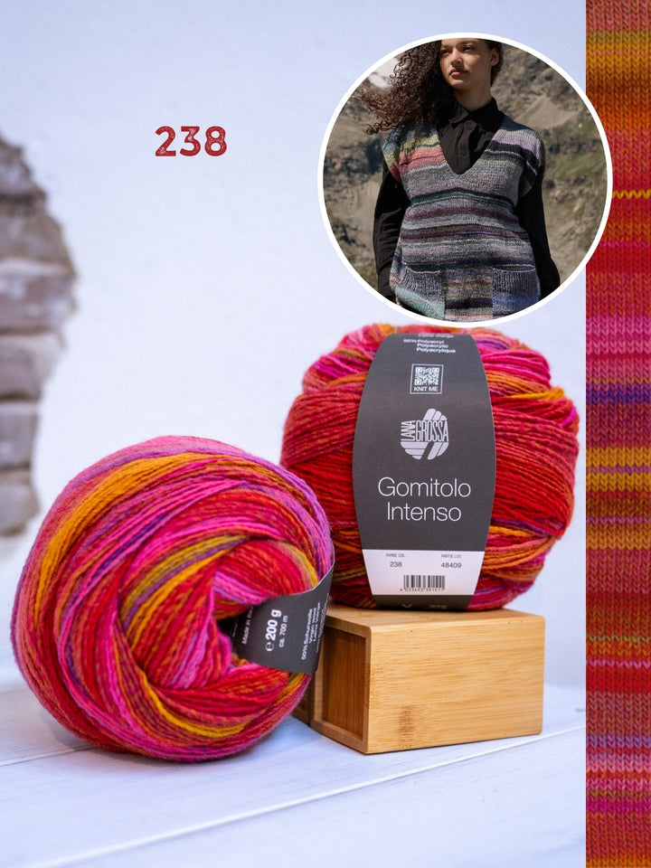 Strickpaket Gomitolo Intenso Top-down V-Ausschnitt-Pullunder