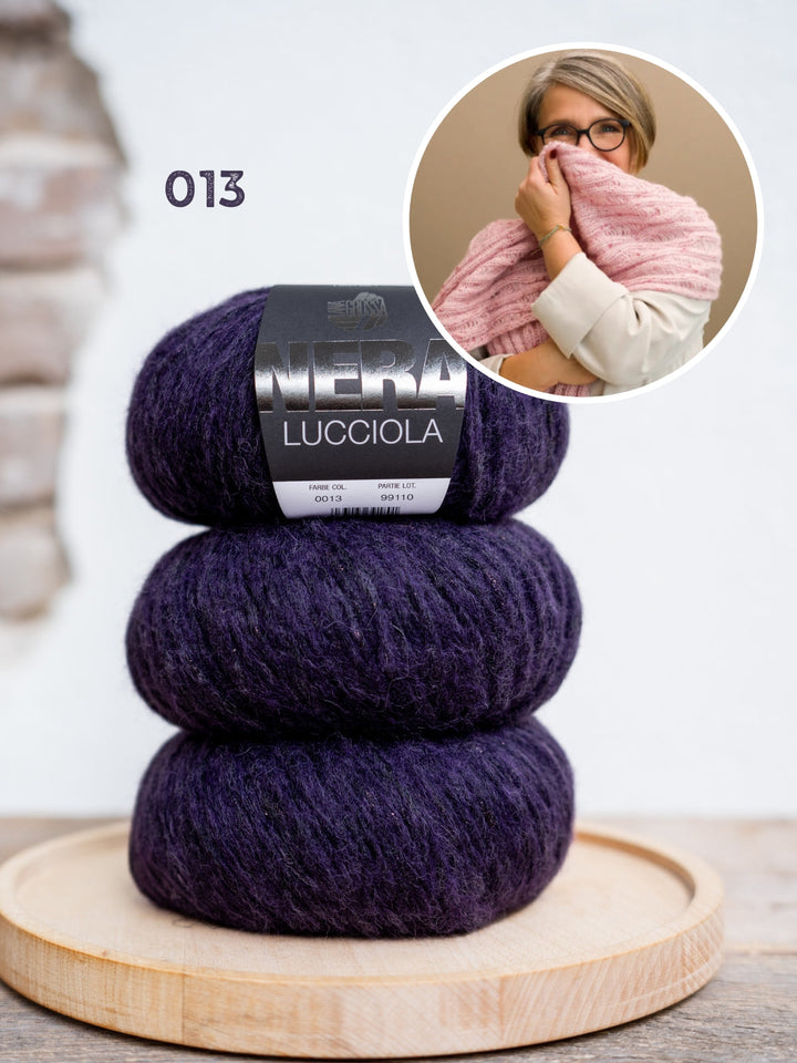 Strickpaket Fallmaschen-Schal – Lucciola – Tanja Steinbach