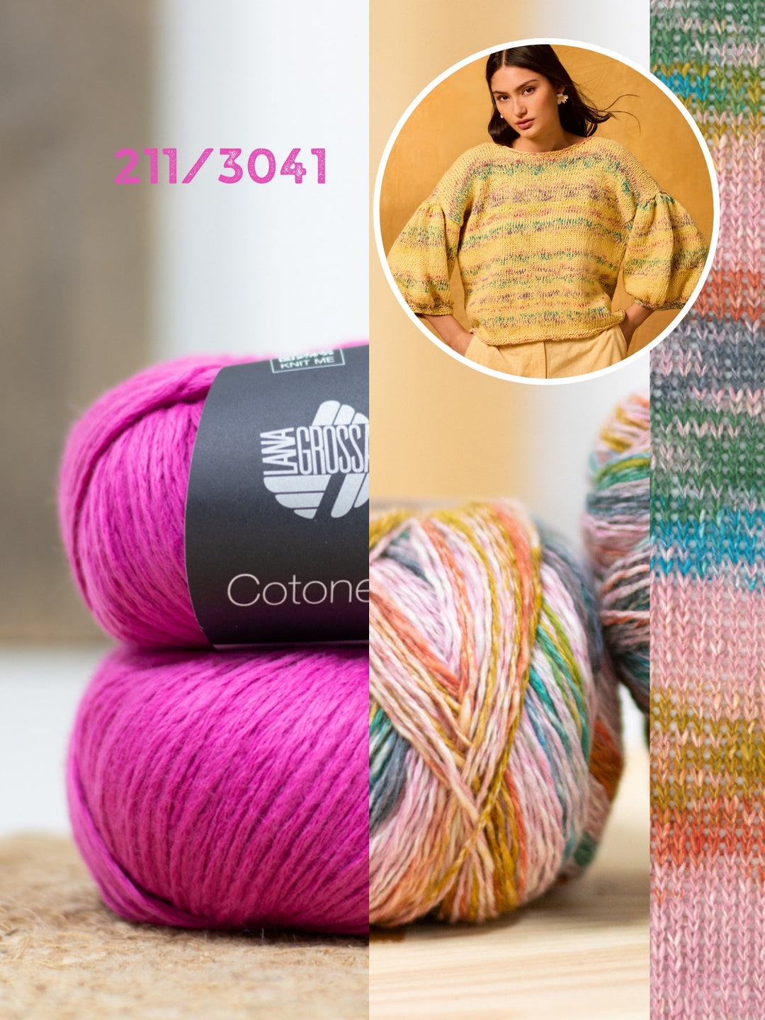 Strickpaket Gomitolo California Cotonella Pullover - Top-down
