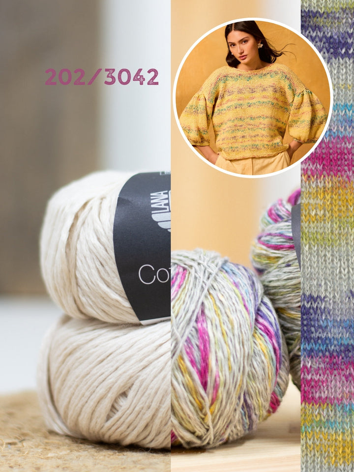 Strickpaket Gomitolo California Cotonella Pullover - Top-down