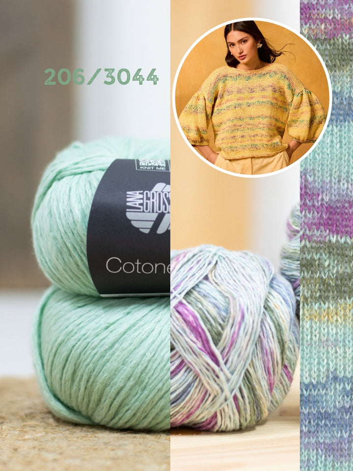 Strickpaket Gomitolo California Cotonella Pullover - Top-down