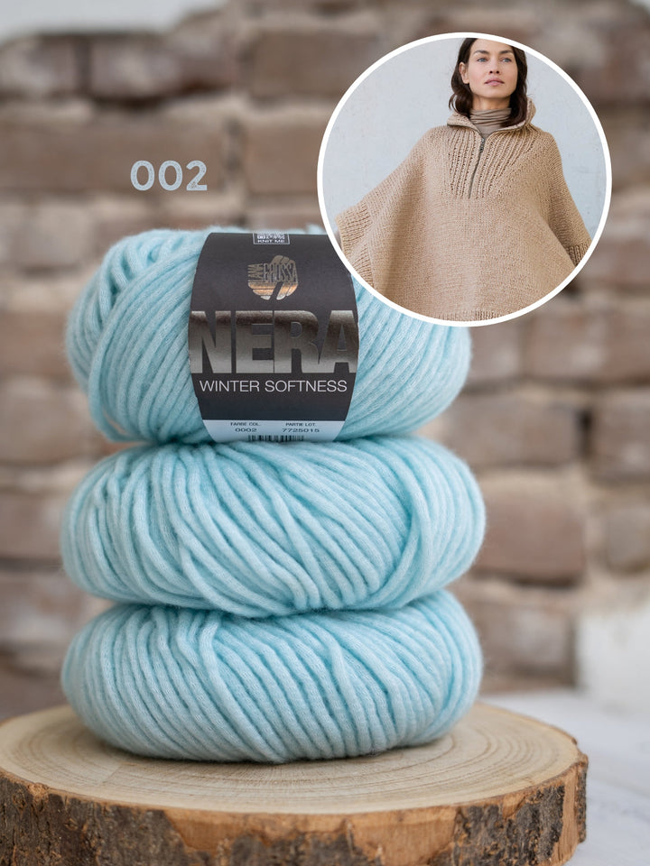 Strickpaket Winter Softness Poncho mit Reißverschluss