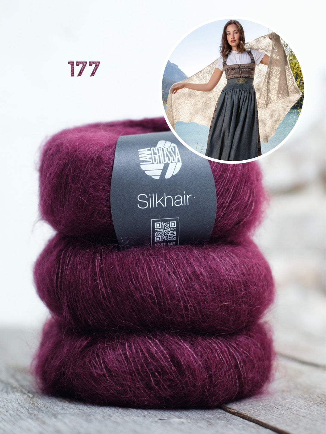 Strickpaket Silkhair Dreieckstuch im Muschelmuster