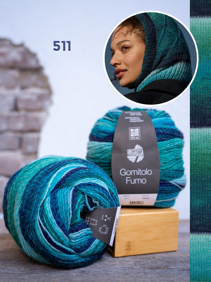 Strickpaket Gomitolo Fumo Balaclava mit Karomuster