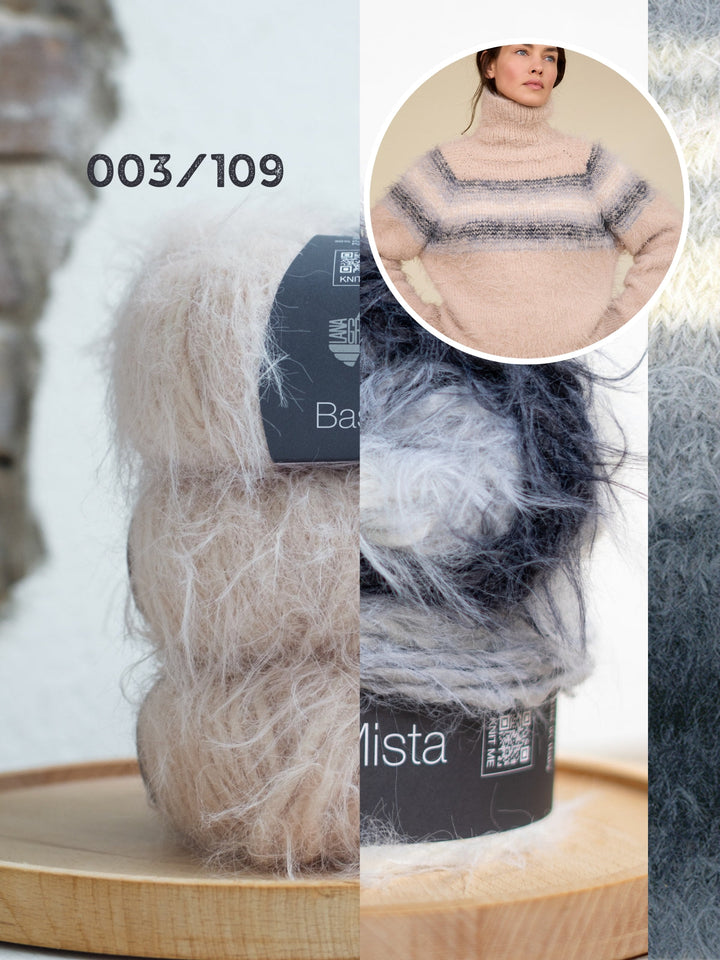 Strickpaket Basta Mista Top-down Rollkragenpullover