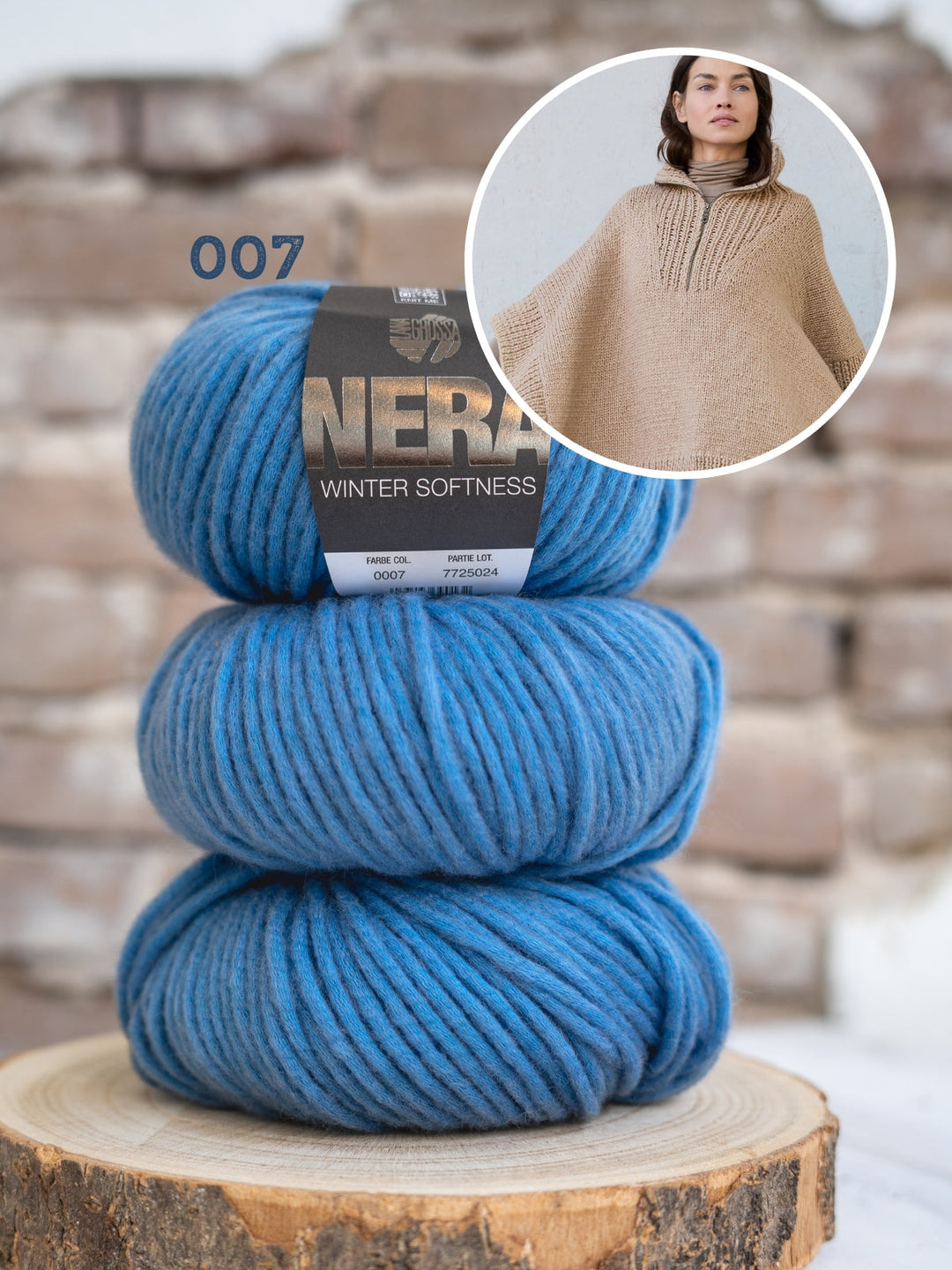 Strickpaket Winter Softness Poncho mit Reißverschluss