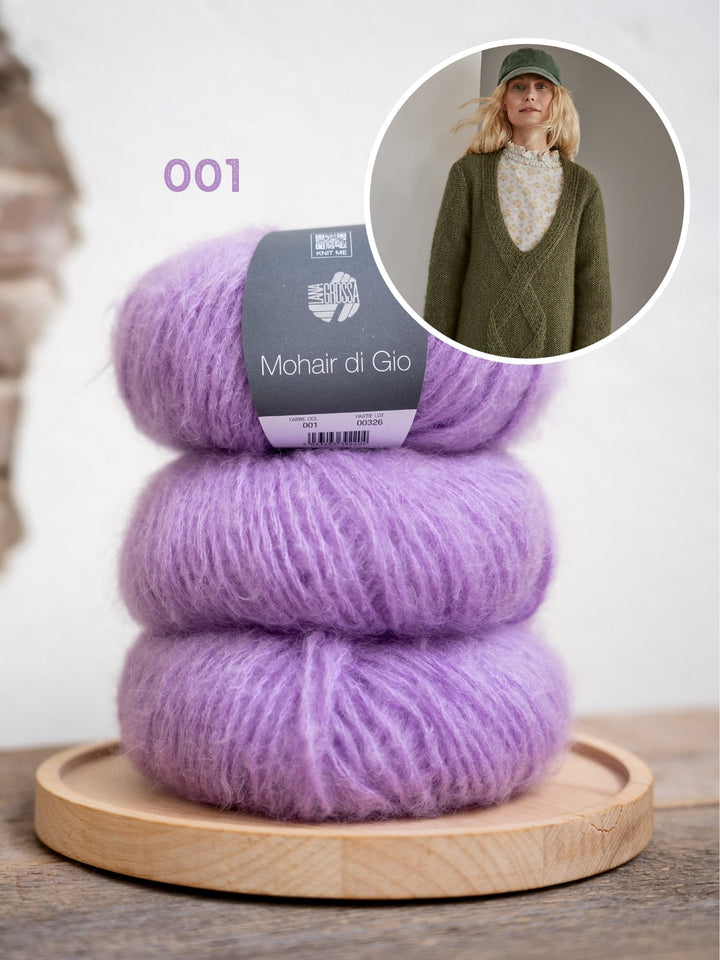 Strickpaket Mohair Di Gio Oversized V-Ausschnitt Pullover