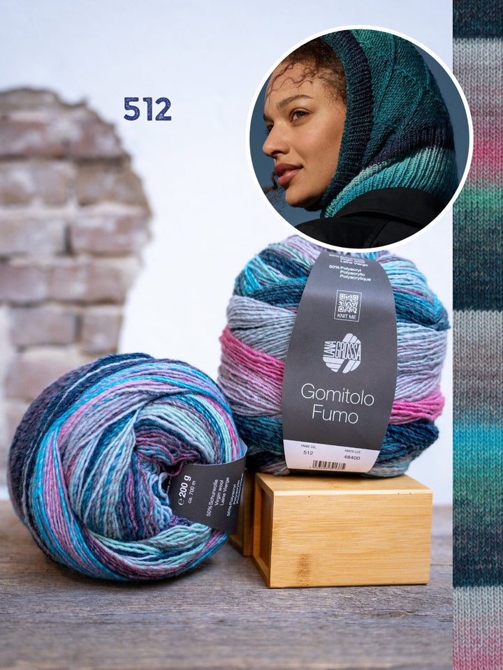 Strickpaket Gomitolo Fumo Balaclava mit Karomuster