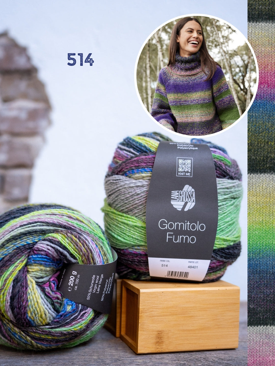 Strickpaket Gomitolo Rollkragenpullover - top-down