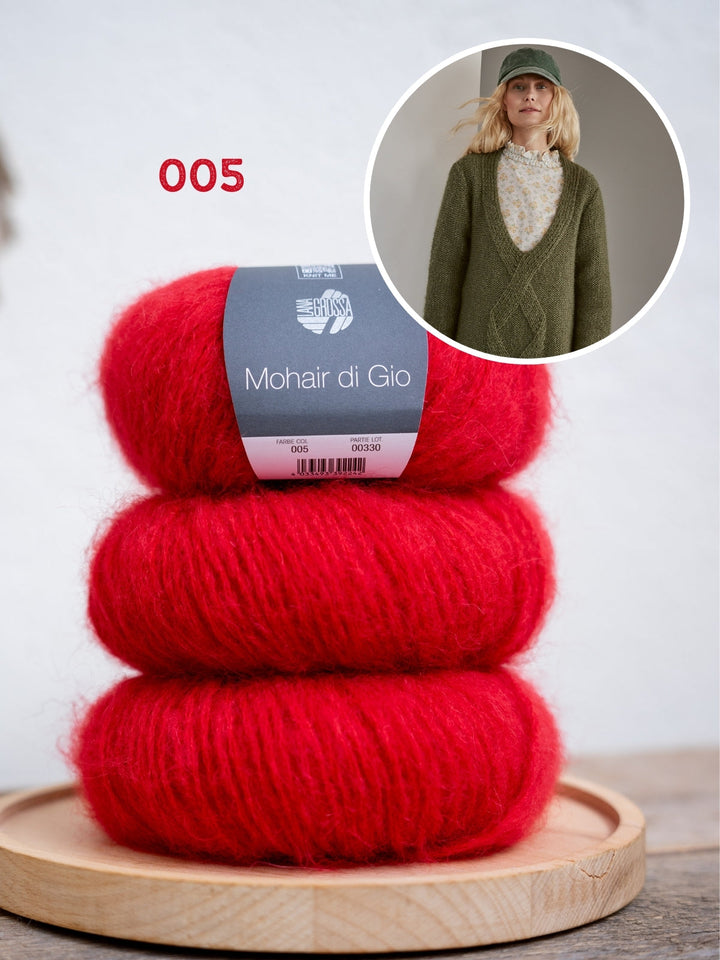 Strickpaket Mohair Di Gio Oversized V-Ausschnitt Pullover