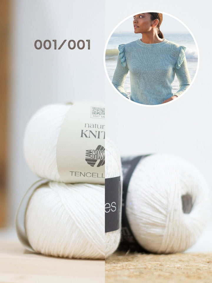 Strickpaket Tencellino Filo Paillettes Pullover mit Rüschen