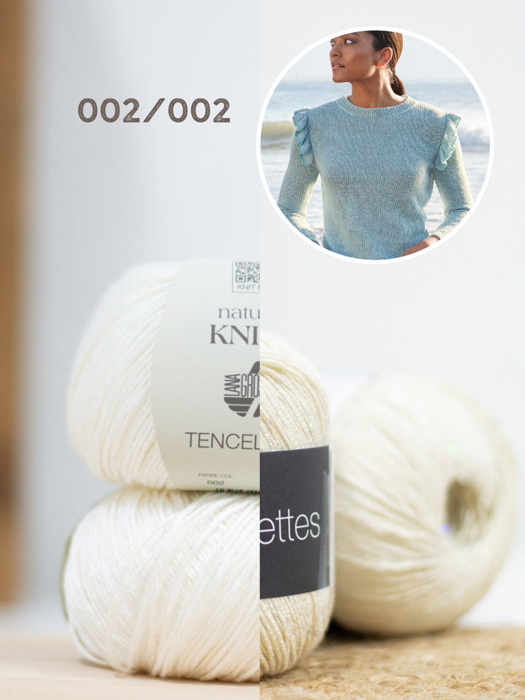 Strickpaket Tencellino Filo Paillettes Pullover mit Rüschen