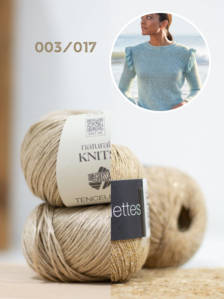 Strickpaket Tencellino Filo Paillettes Pullover mit Rüschen