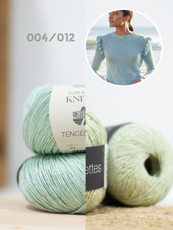 Strickpaket Tencellino Filo Paillettes Pullover mit Rüschen