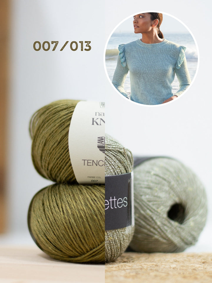 Strickpaket Tencellino Filo Paillettes Pullover mit Rüschen