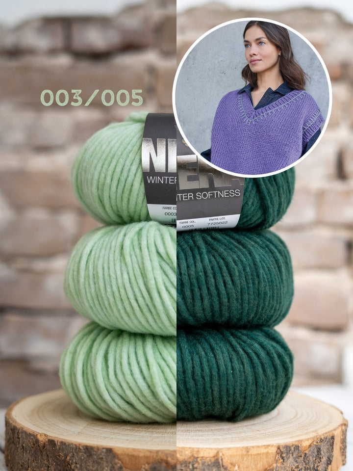 Strickpaket Winter Softness Top-down Pullunder mit V-Ausschnitt