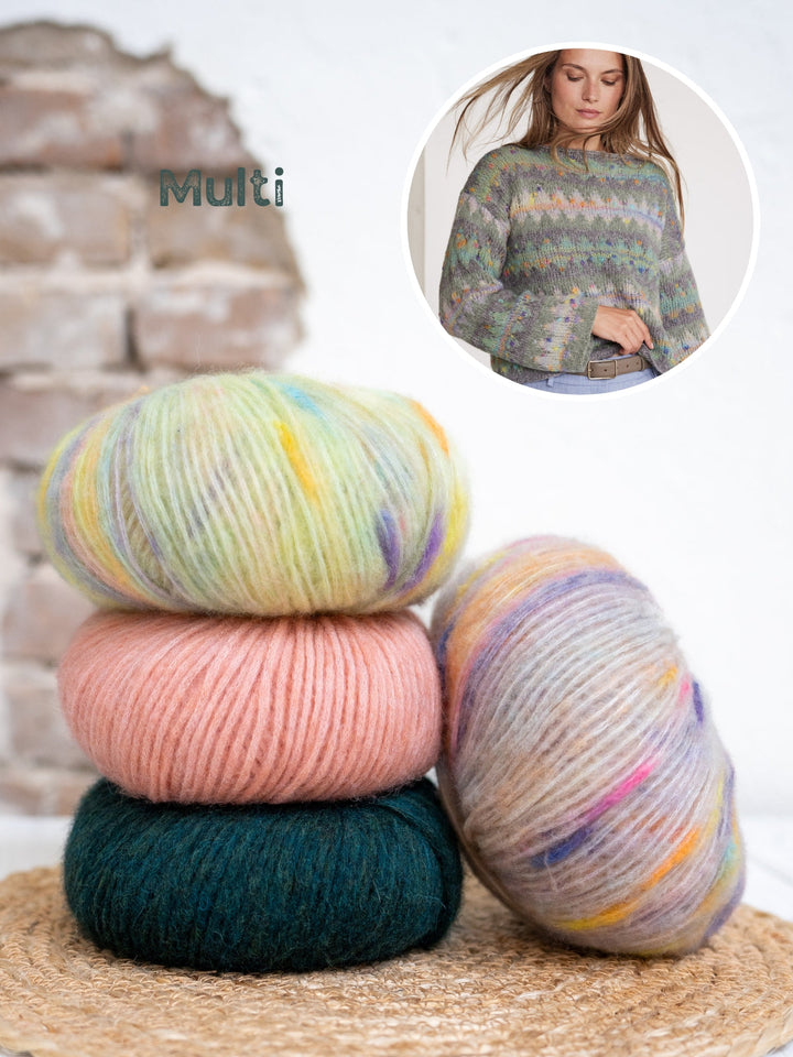 Strickpaket Brigitte No. 2 Cassata Pullover mit Farbmustern