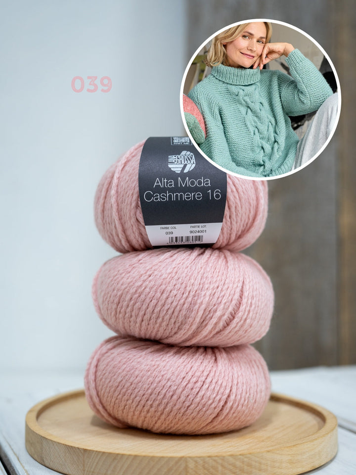 Strickpaket Alta Moda Cashmere 16 Zopfpullover