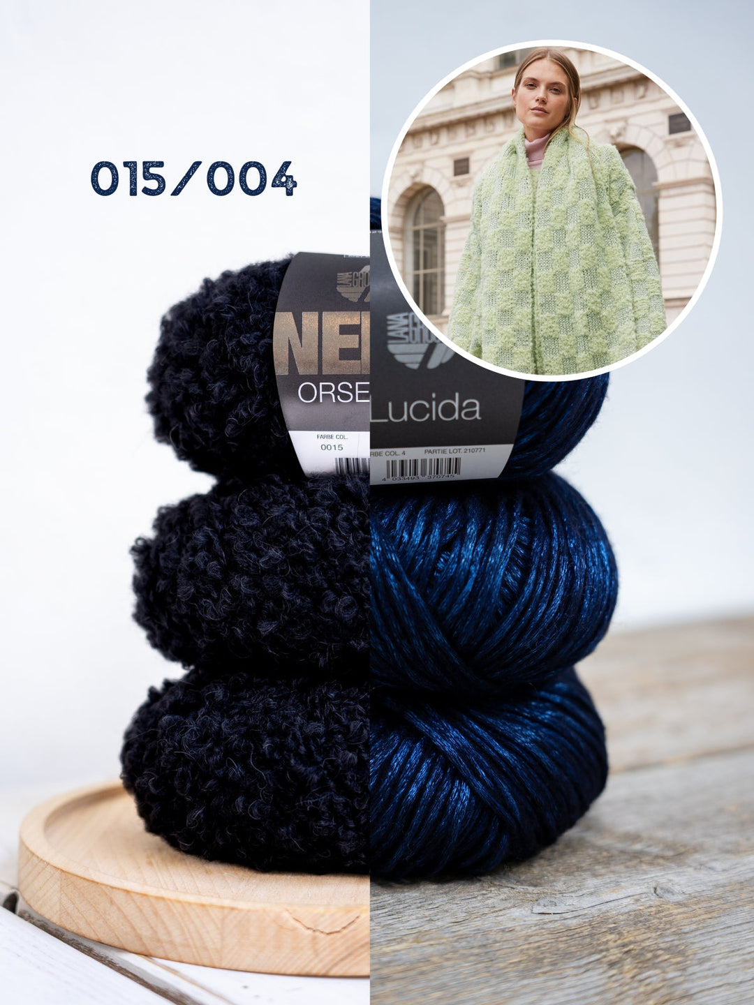 Strickpaket Orsetto Lucida Schachbrett-Schal