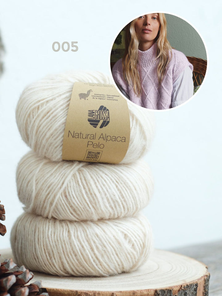 Strickpaket Natural Alpaca Pelo Rautenpullunder