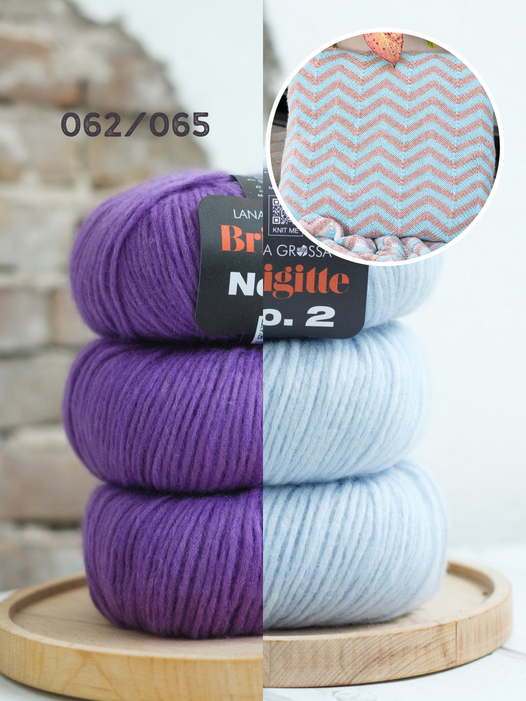 Strickpaket Brigitte No. 2 Zickzack-Kissenhülle