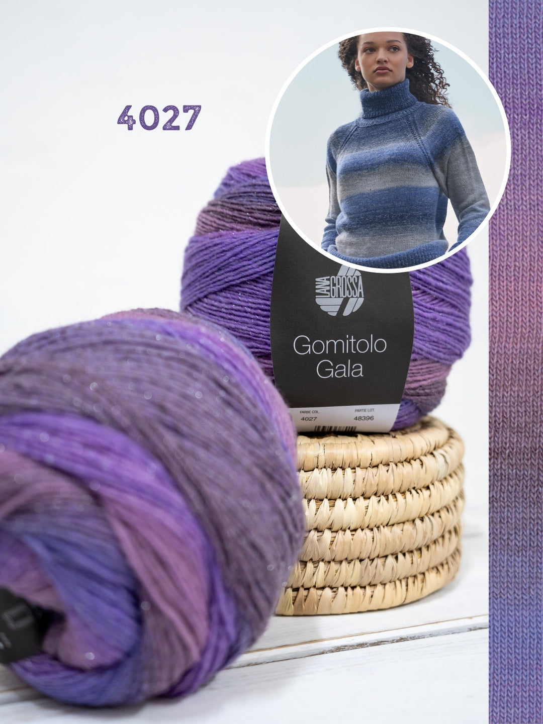 Strickpaket Gomitolo Gala Top-down Raglanpullover mit Rollkragen