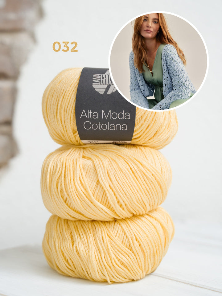 Strickpaket Alta Moda Cotolana Cardigan im Ajourmuster